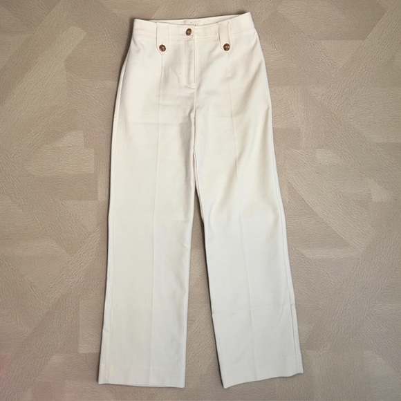 Sezane Pants - Sezane Yves Trousers Ecru Cream Sz 38 US 6 Wide Leg Long Pant Wool Blend READ